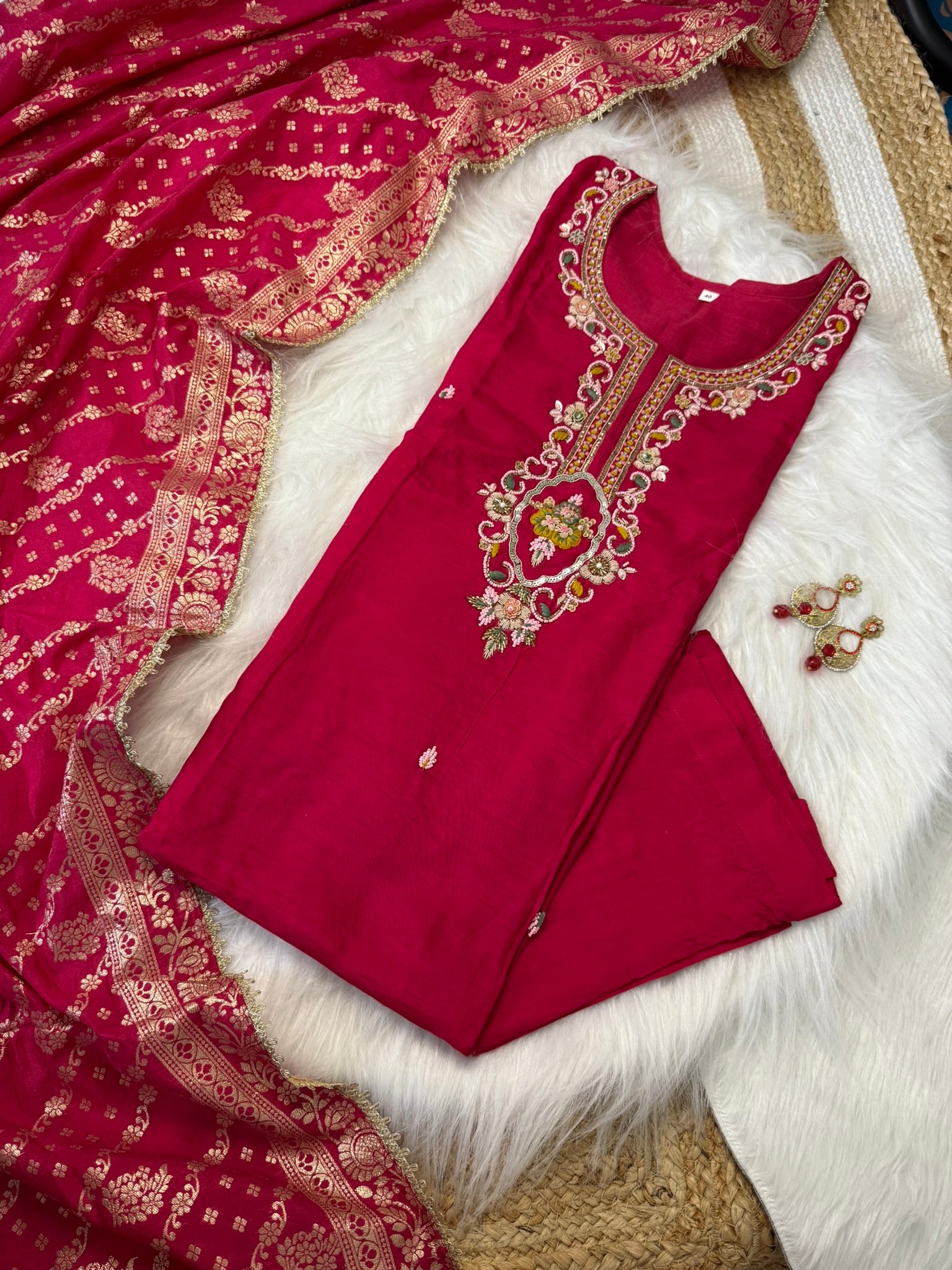 Stitched Red Party Wear Suit