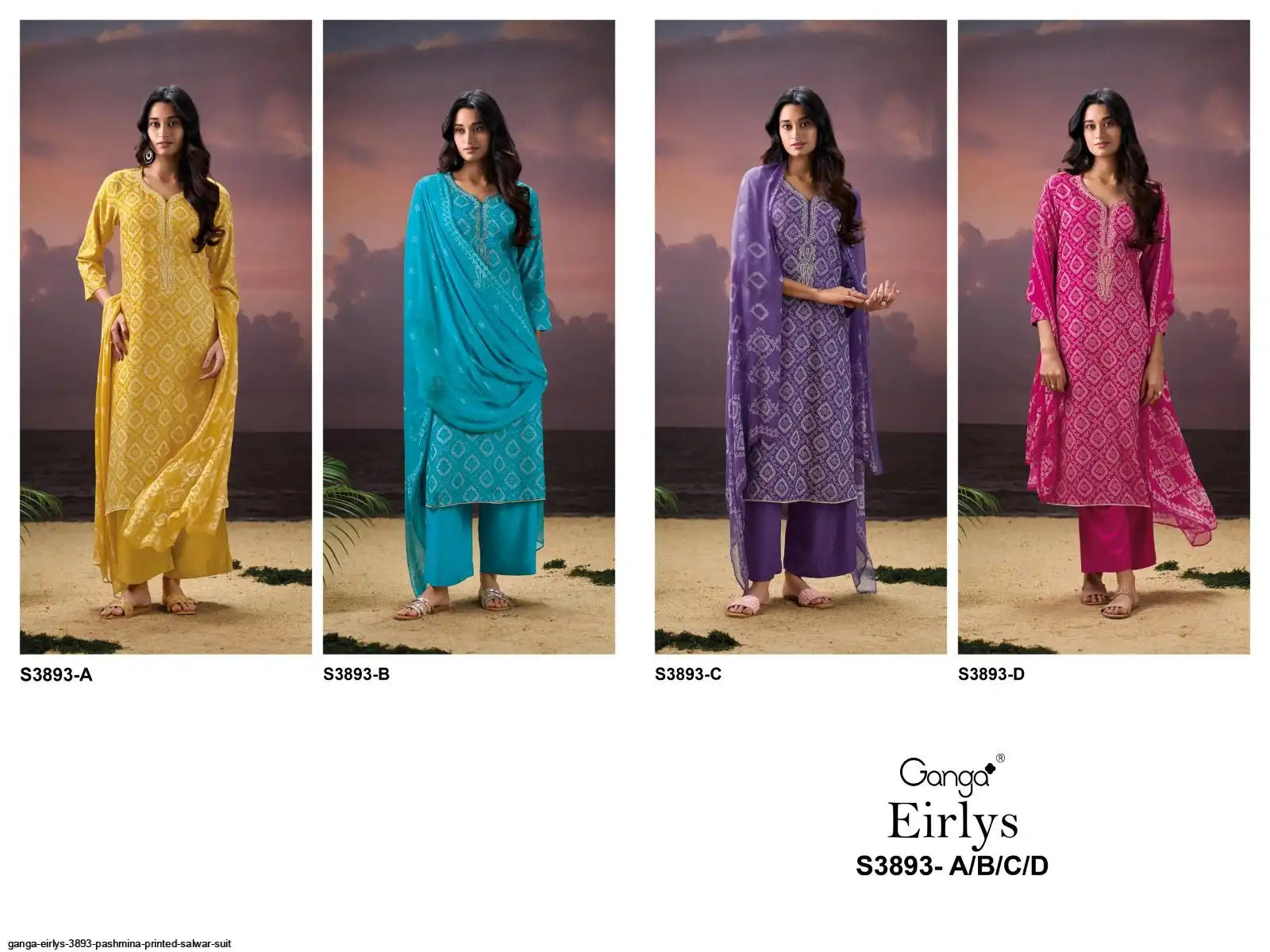 Ganga Eirlys Wool Pashmina Suit Chic Pink (Dress Material)