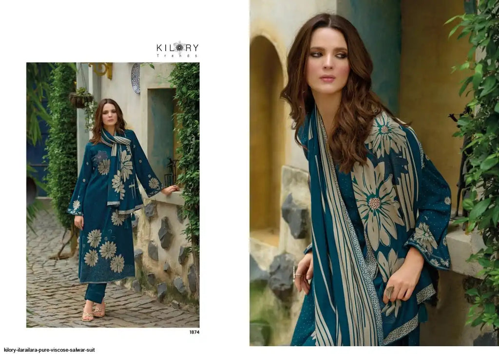 Kilory Ilara Pashmina Winter Suits Teal Blue (Dress Material)