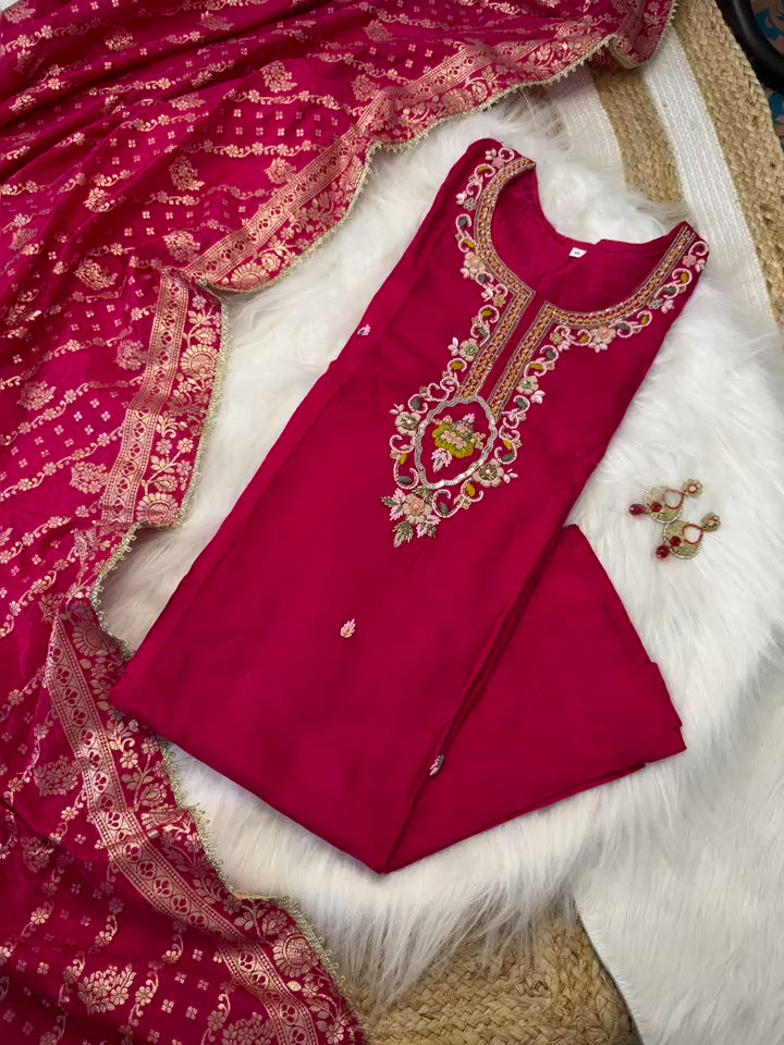 Stitched Red Party Wear Suit